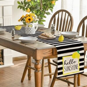 Hello Sunshine Lemon striped runner 13” x 72” (table)